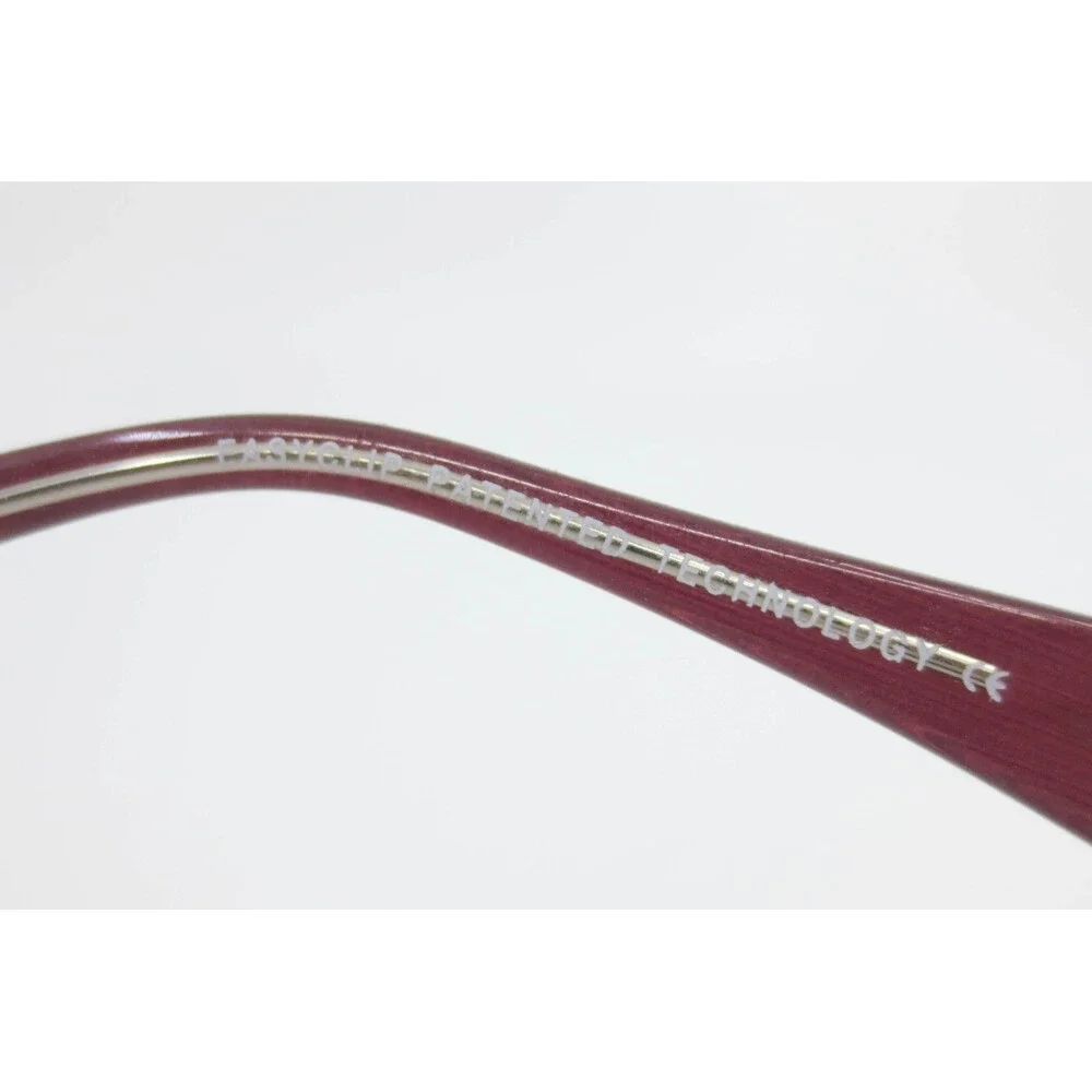 EasyClip EC 289 Burgundy Rectangular Eyeglass Frames 52-17-135 Patterned Temples